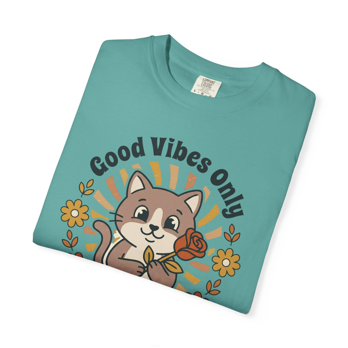 Good Vibes Only Cat T Shirt Floral Cat Graphic Tee