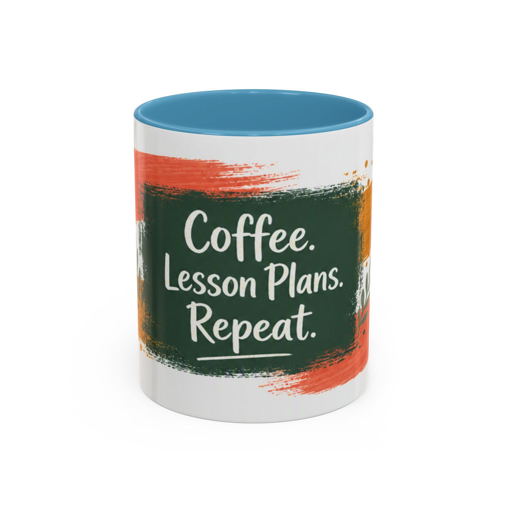 Teacher Coffee Mug - "Coffee. Lesson Plans. Repeat." Accent Ceramic Cup (11/15oz)