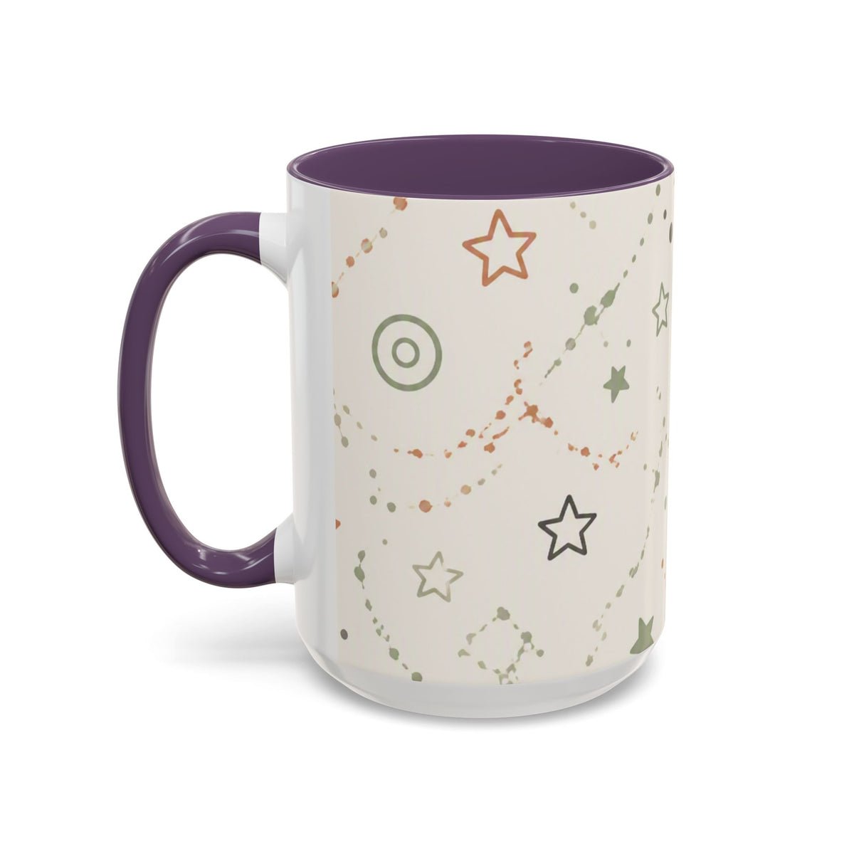 Starry Doodle Accent Coffee Mug — Minimal Neutral Stars Pattern (11/15oz)