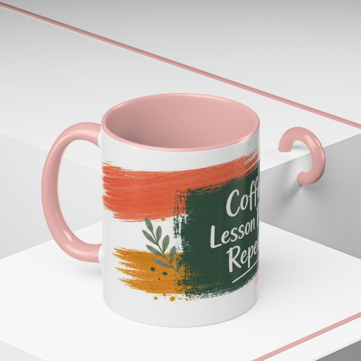 Teacher Coffee Mug - "Coffee. Lesson Plans. Repeat." Accent Ceramic Cup (11/15oz)