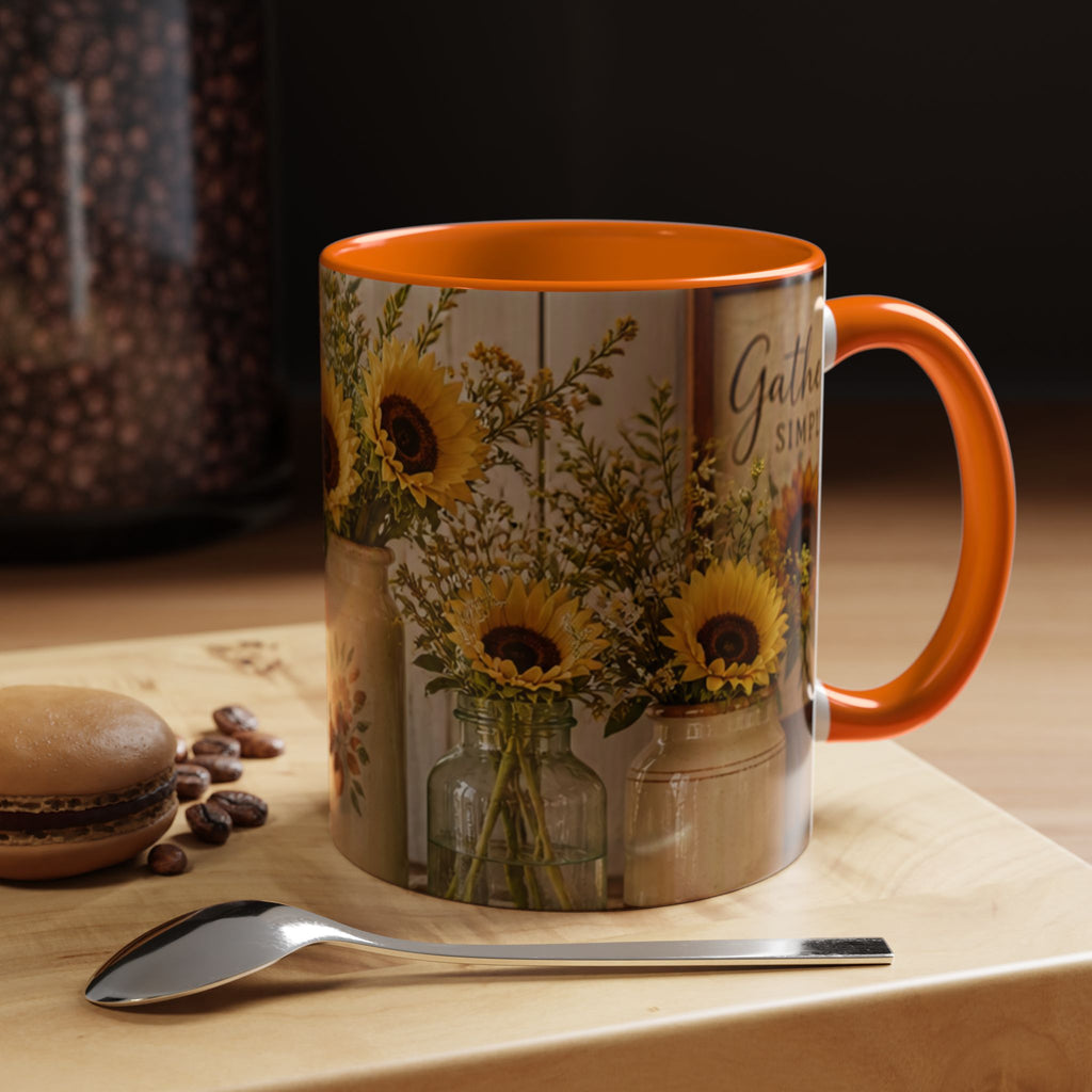 Sunflower Gatherings Coffee Mug — Rustic Farmhouse Accent Mug
