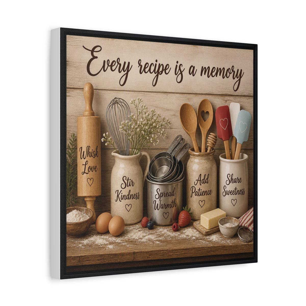 Every Recipe Is a Memory Kitchen Canvas Wall Art — Rustic Cooking Decor