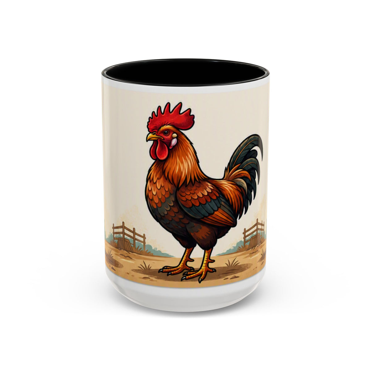 Rooster Accent Coffee Mug – Rustic Farmhouse Morning Mug