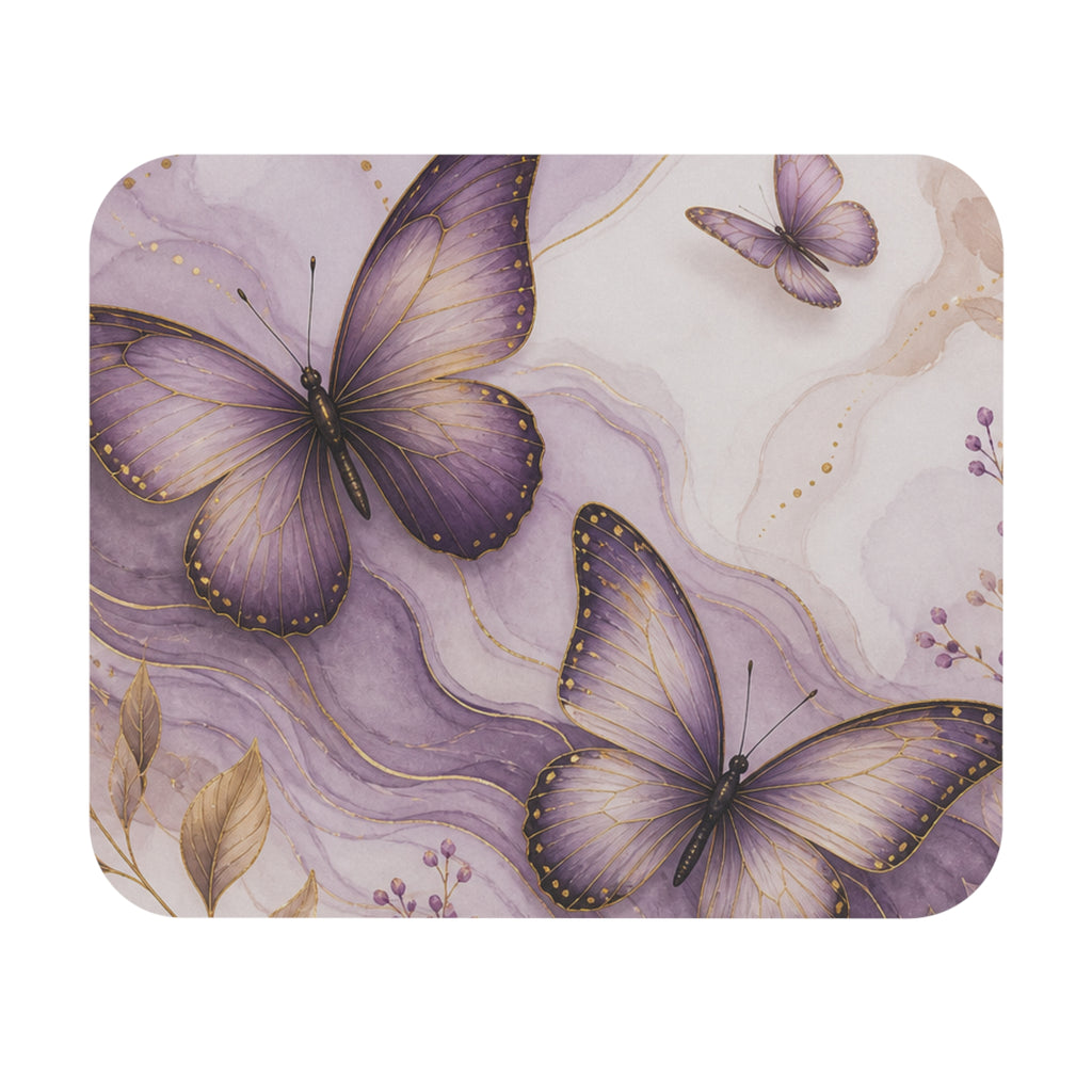 Purple Butterfly Watercolor Mouse Pad | Floral Desk Accessory