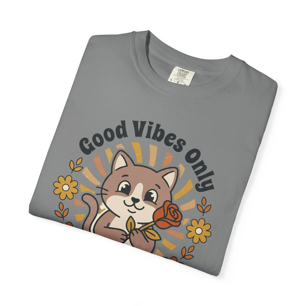 Good Vibes Only Cat T Shirt Floral Cat Graphic Tee