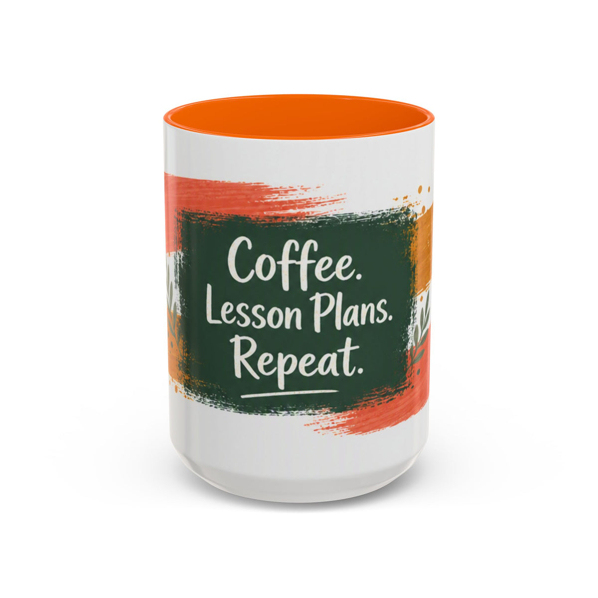 Teacher Coffee Mug - "Coffee. Lesson Plans. Repeat." Accent Ceramic Cup (11/15oz)
