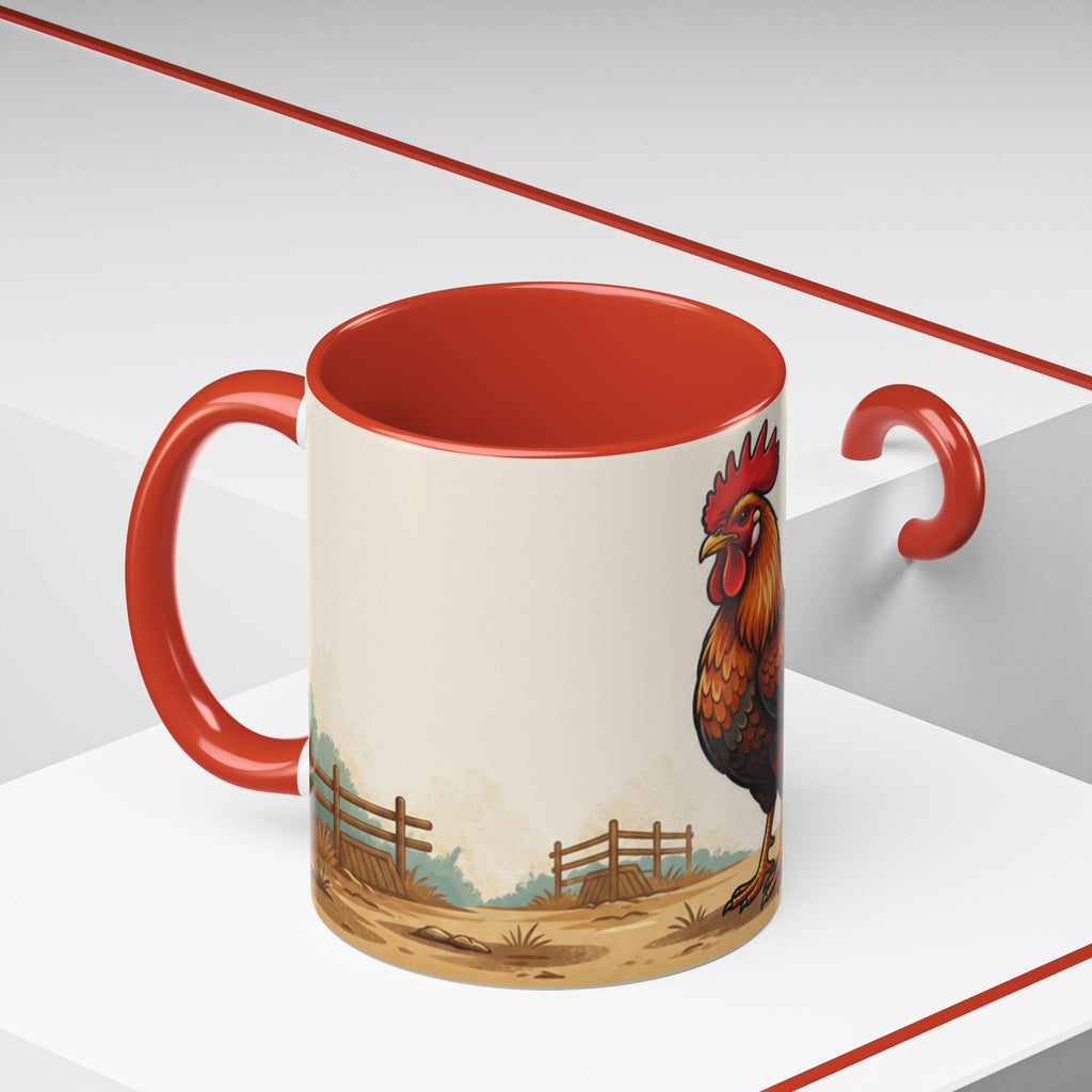 Rooster Accent Coffee Mug – Rustic Farmhouse Morning Mug