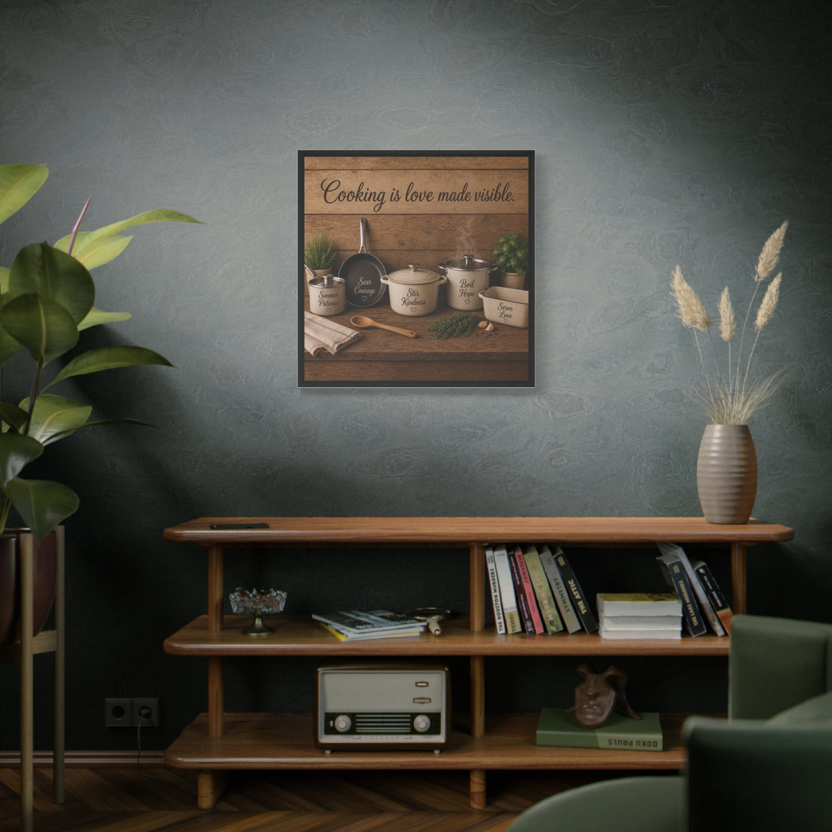 Cooking Is Love Made Visible — Rustic Kitchen Canvas Wall Art
