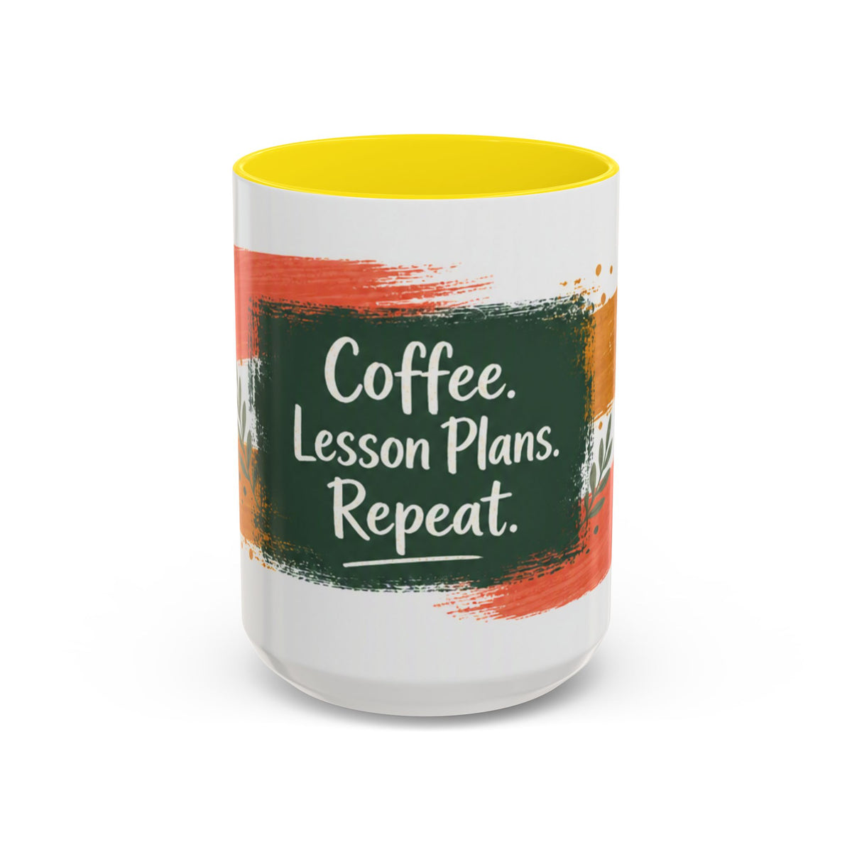 Teacher Coffee Mug - "Coffee. Lesson Plans. Repeat." Accent Ceramic Cup (11/15oz)
