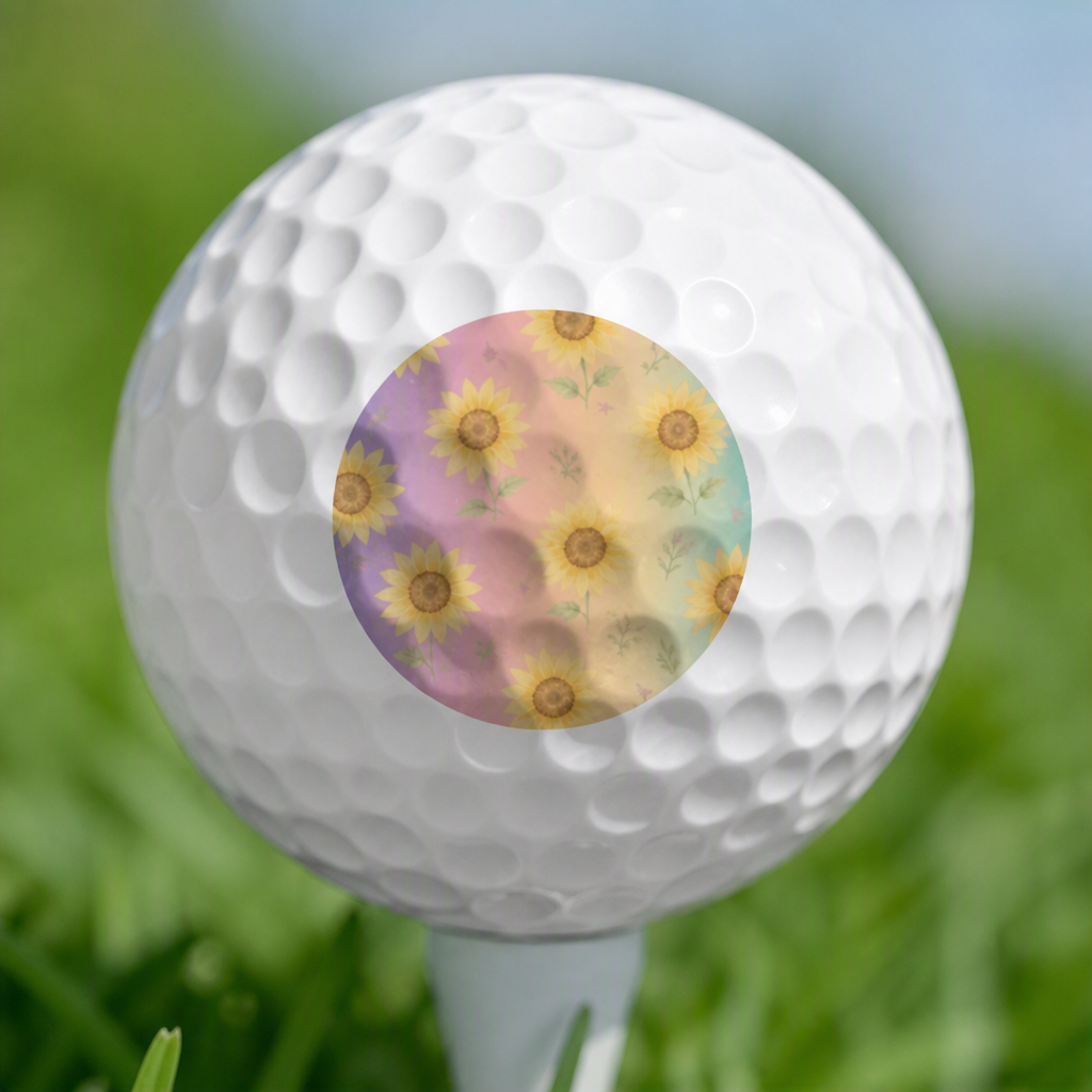 Floral Gradient Golf Balls – Sunflower Design – 6‑Piece Set